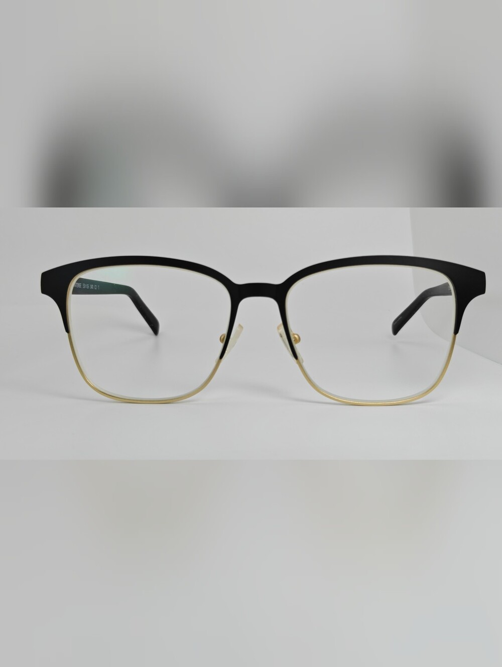 Intense. Matte Black and Gold Square Metal Eyeglasses.